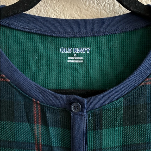 Old Navy Women's Size Small Printed Thermal-Knit One-Piece Pajamas Black Watch - Picture 4 of 6